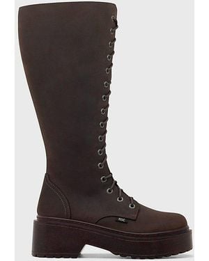 ROC Boots Australia Roc Tulsa Leather Knee High Wide Calf Boot - Brown