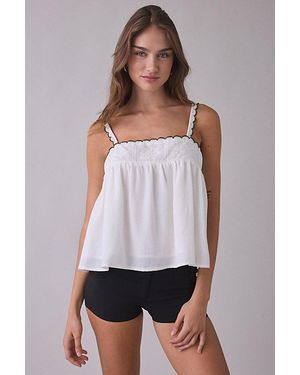 Elevator Disco Wednesday Lace Trim Babydoll Tank Top - White
