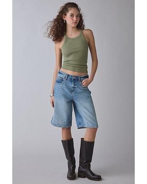 BDG Off-Duty Ribbed Round Neck Tank Top - Blue