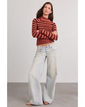 BDG Sammi Spacedye Stripe Slim Hooded Sweater - Gray