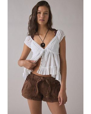 BDG Redwood Utility Tie-Waist Micro Shorts - Brown