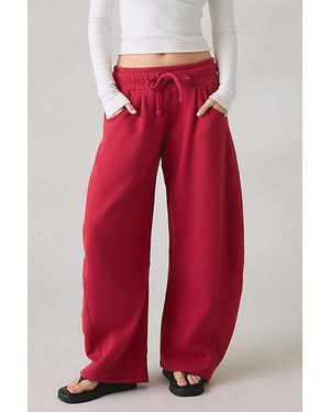 Out From Under Essential Barrel Leg Full Length Sweatpants - Red