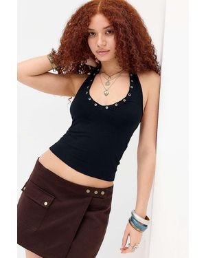 Motel Juno Eyelet Halter Top - Blue