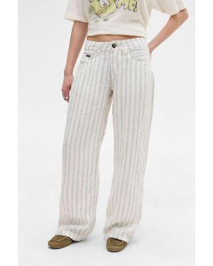 BDG White Kayla Stripe Linen Trousers