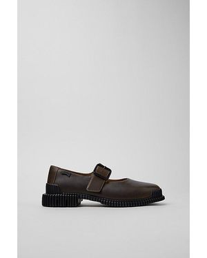 Camper Pix Leather Mary Jane Shoe - Gray