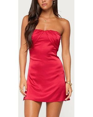 Edikted Nali Satin Effect Strapless Mini Dress - Red