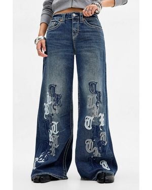 TRUE RELIGION Jessie Big T Embroidered Baggy Jeans - Blue