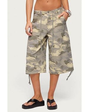 Edikted Camo Cargo Bermuda Shorts - Natural