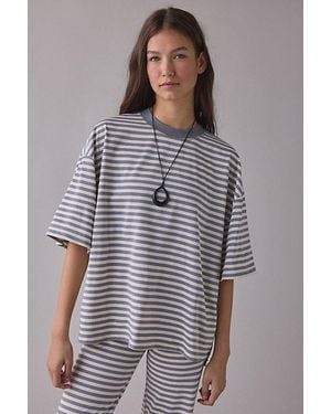 Lioness Bloom Stripe Oversized Short Sleeve Tee - Gray
