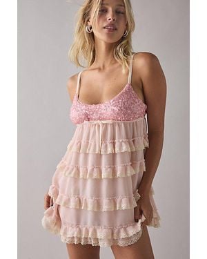 Kimchi Blue Tiered And Tied Ruffle Babydoll Romper - Pink