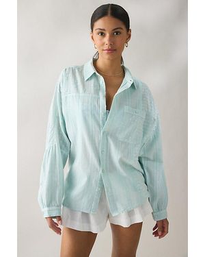 BDG Alex Oversized Cotton Button-Down Shirt - Blue