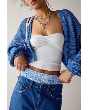 BDG Carla Sweetheart Neckline Ribbed Knit Tube Top - Blue