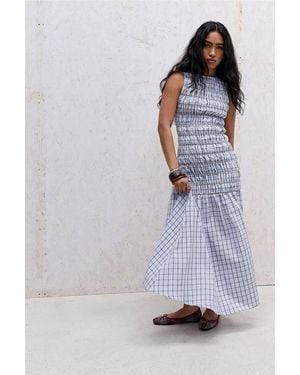 Daisy Street Lagoon Check Maxi Dress - Blue