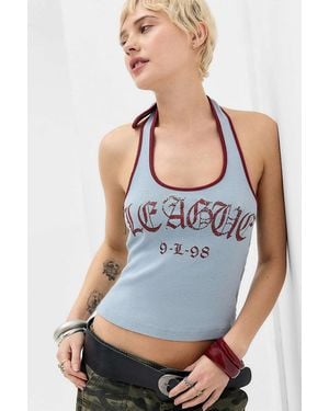 Urban Outfitters Uo League Grunge Halter Top - Blue