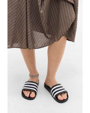 adidas Black Adilette Sliders - White