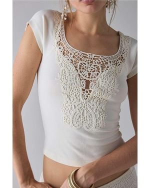 Kimchi Blue Leandra Lace-trim Cotton Baby Tee - White
