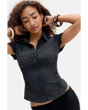 Silence + Noise Silence + Noise Matty Asymmetric Shirt - Blue