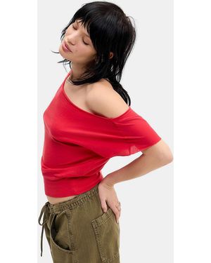 Out From Under Off-the-shoulder Banded Hem Tee - Red