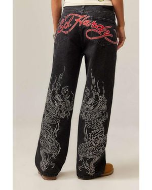Ed Hardy Uo Exclusive Embroidered Jeans - Black