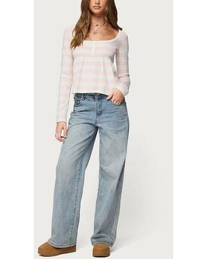Edikted Lockie Striped Knit Babydoll Top - Blue
