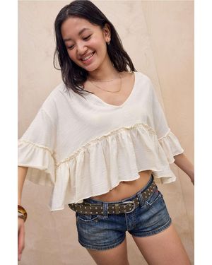 Urban Outfitters Uo Brooke Babydoll Blouse - Natural