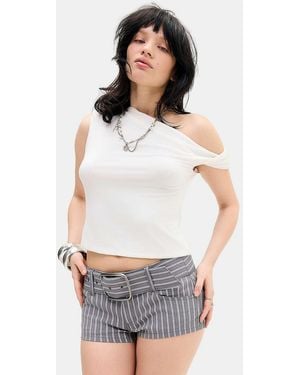 Silence + Noise Silence + Noise Piper Stripe Belted Mini Shorts - White