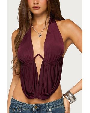 Edikted Eina Cowl Neck Halter Top - Purple
