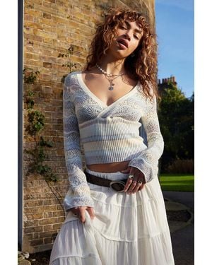 Kimchi Blue Rosario Pointelle Stripe Top - Grey
