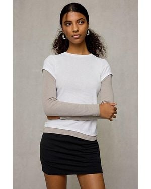 BDG Double Layer Long Sleeve Spill The Tee - Gray