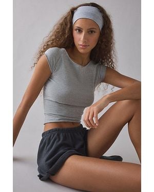 Out From Under Cotton Compression Boatneck Cropped Tee Top - Brown