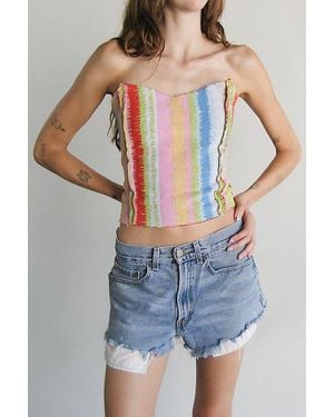 Arc Vintage Reworked Towel Bustier Top - Blue