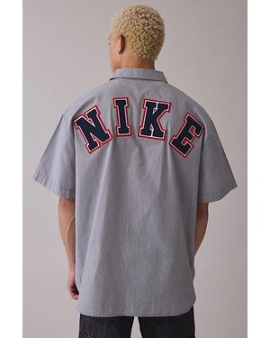 Nike Life Button-Down Short Sleeve Shirt Top - Gray