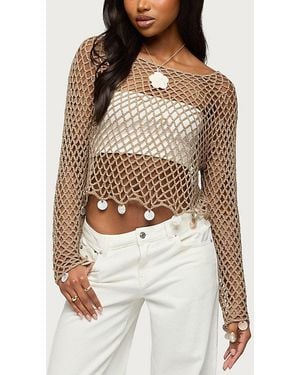 Edikted Macarena Crochet Charm Top - Gray