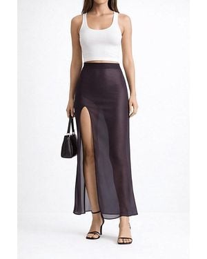LECHERY Lechery Lustrous Sheer High-Waisted Maxi Skirt With Side Slit - Black