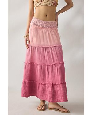Kimchi Blue On My Mind Smocked Waist Tiered Maxi Skirt - Pink