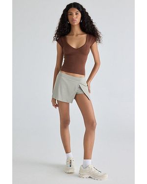 Out From Under Saturday Sculpt Slit Mini Skort - White