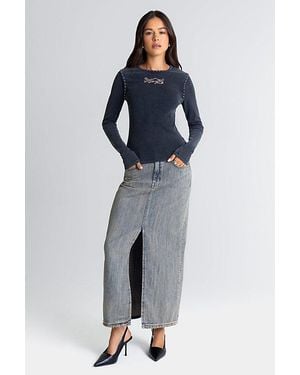 Miss Me Desiree Denim Maxi Skirt - Blue