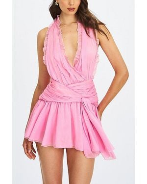 Miss Circle Odelle Chiffon Wrap Mini Dress - Pink
