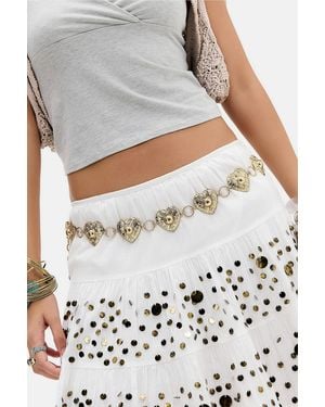 Urban Outfitters Uo Chunky Heart Chain Belt - Grey