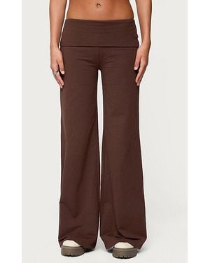 Edikted Wide Leg Fold Over Pants - Brown