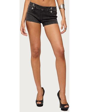 Edikted Sashe Stretchy Denim Shorts - Black