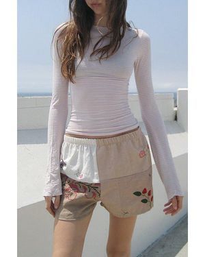Arc Vintage Reworked Embroidered Pieced Shorts - Gray
