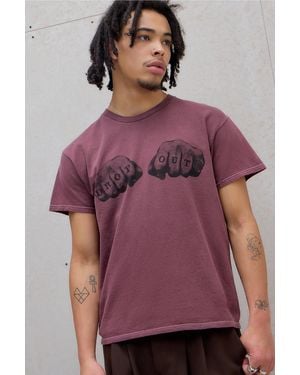 Urban Outfitters Uo Burgundy Drop Out Graphic Graphic Tee - Purple