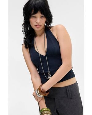 Urban Outfitters Uo Hattie Washed Halter Top - Black