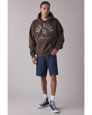 Pro Standard Uo Exclusive Mlb Team Logo Notched Collar Hoodie Sweatshirt - Blue