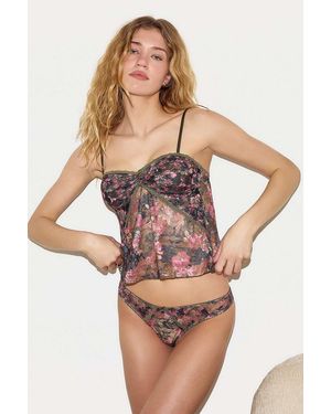 Out From Under Ivy Ruched Front Lace Cami - Black