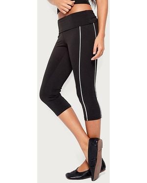 Edikted Halleigh Stripey Foldover Capri Pants - Black