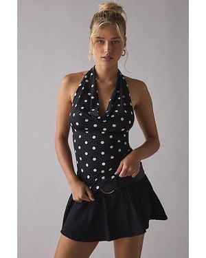 Silence + Noise Coyote Cowl Neck Halter Top - Black