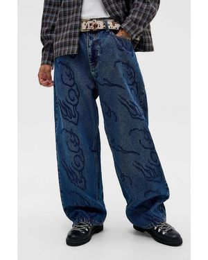 Ed Hardy Uo Exclusive Blue Embroidered Jeans