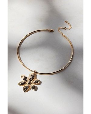 Urban Outfitters Bloom Flower Metal Wire Collar Necklace - Gray